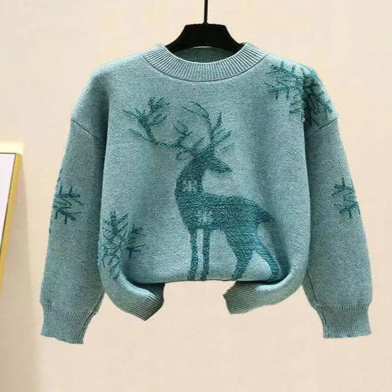 Kawaii فتاة الموضة فتاة الجولة الرقبة سترة تريكو الخريف والشتاء طالب الكرتون ملابس النساء غير رسمية الدفء نمط جديد #4