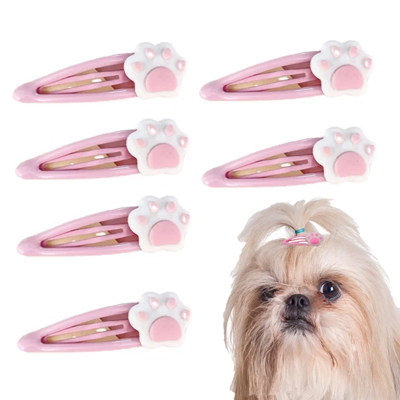 Dogs Hair Clips Dog Hair Bow Clip Cute Paw Shape Hair Clip Pet Grooming Hair Barrette Pet Supplies