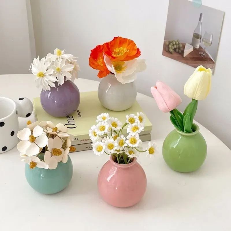 Vaso da fiori in ceramica Vasi idroponica nordica Arredamento creativo della stanza Mini vaso per bottiglie di piante da fiore Ornamento da tavolo