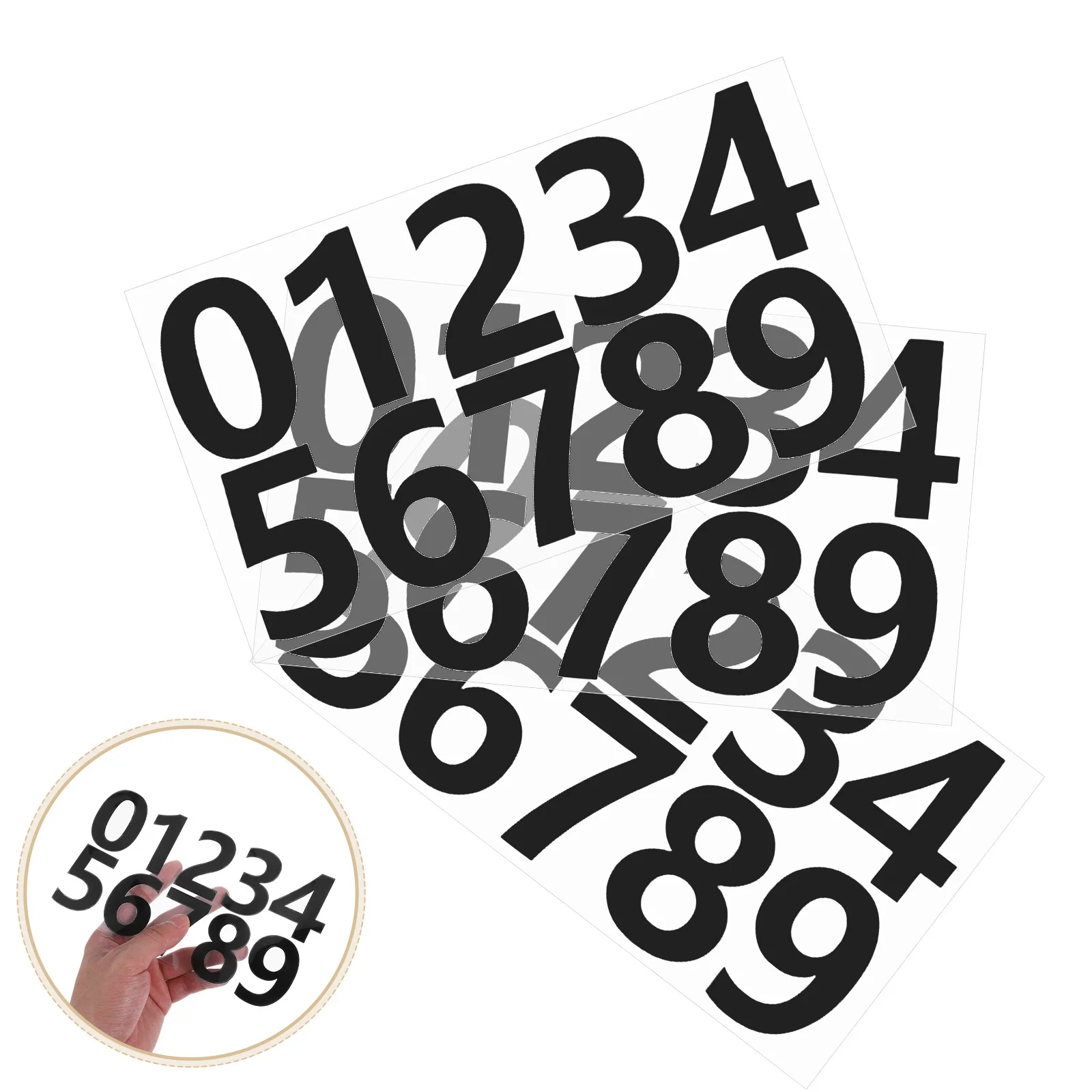 3 Sets Pet Material Number Stickers Waterproof Mailbox Address Labels Peel Stick For Metal Plastic Glass Surfaces Indoor