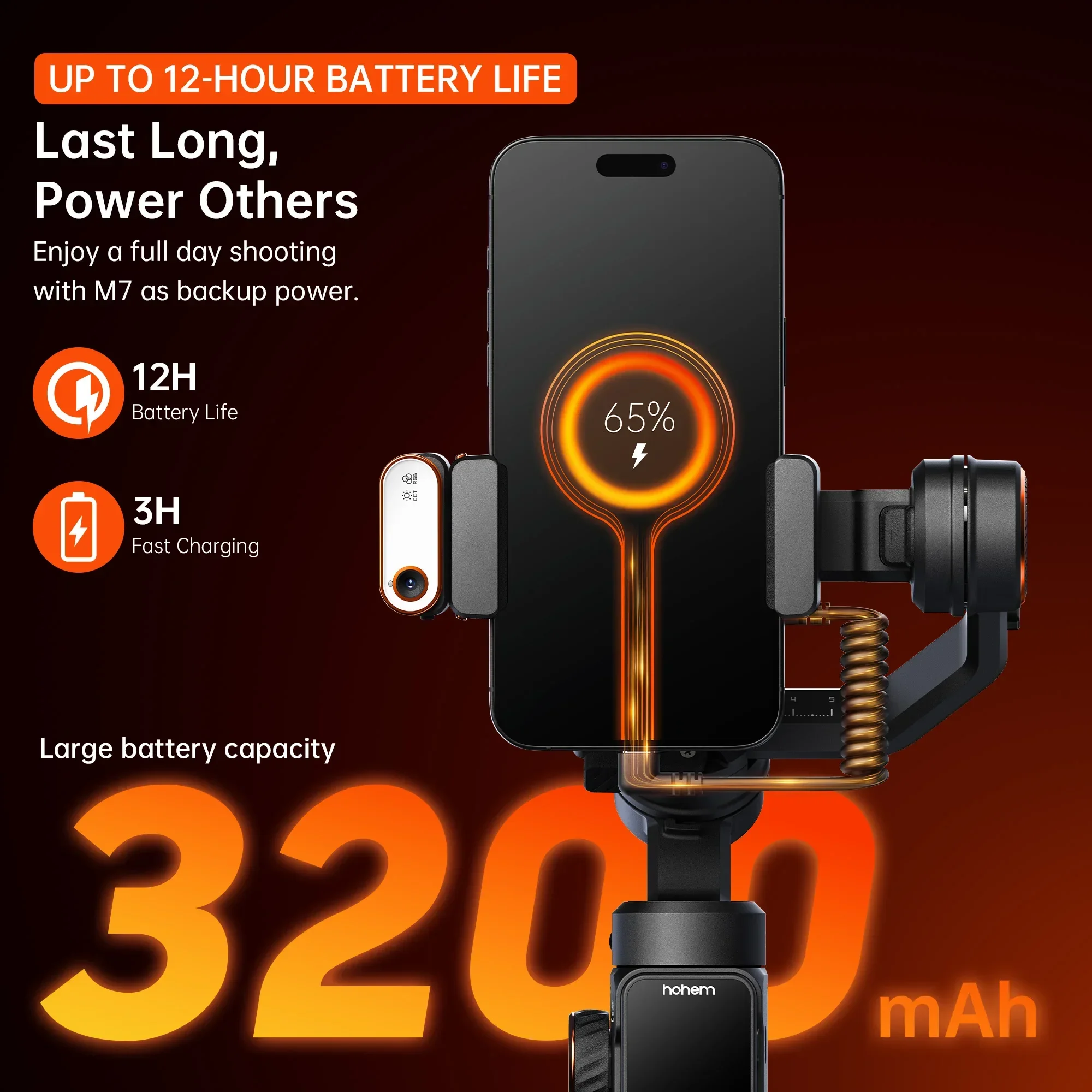 Hohem iSteady M7 3-Axis Smartphone Gimbal Stabilizer AI Face Tracking Built-in Selfie Stick for iPhone Android