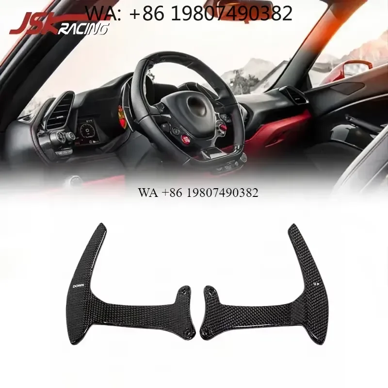 Wmwmnu Dry Carbon Fiber Shift Paddles for 2015-2016 488 GTB Spider Plain Weave Steering Wheel Gear Shifter Paddle