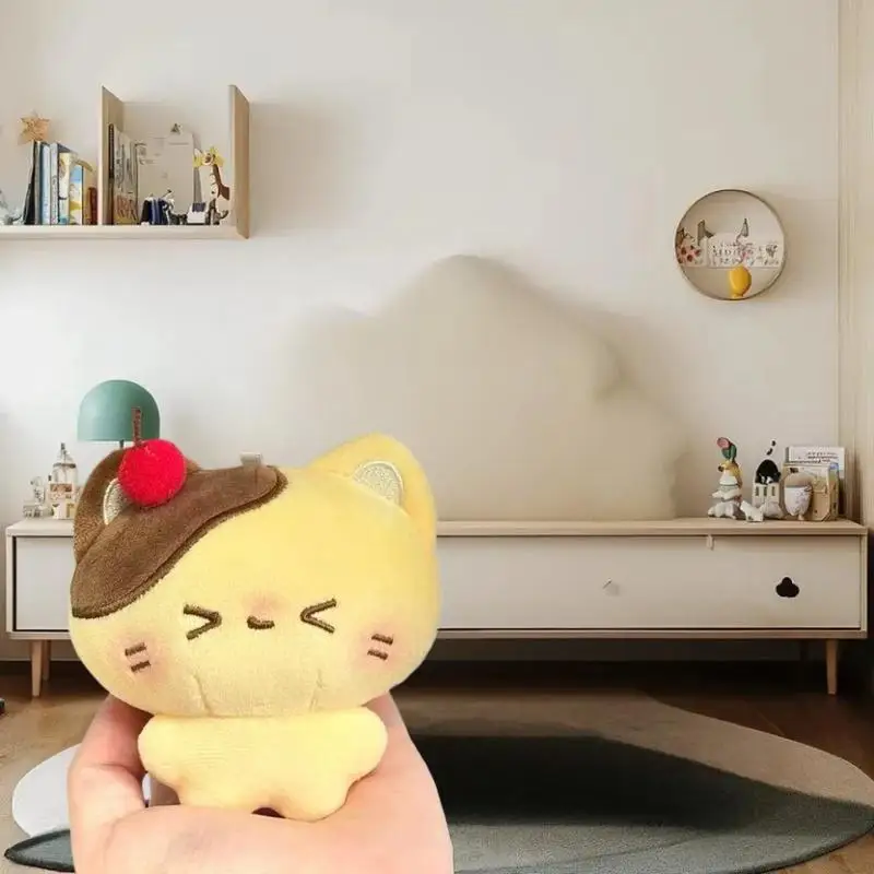 Bear Plush Doll Keychain Adorable Cherry Pudding Design Soft Stuffed Animal Car Key Ring For Kid Gift Bag Decor
