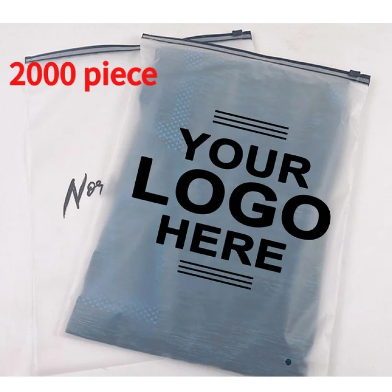 Custom.Printed Logo Resealable Poly Pe-Shirts Bag Custom Frosted Zipper Plastic Packaging Zip Lock Bag Clothes