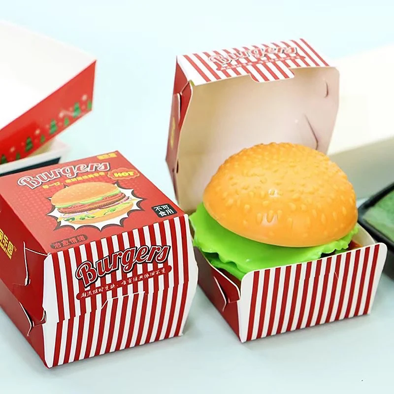 Simulation Burger Stress Relief Toy Stress Ball 3D Squishy Hamburger TPR Decompression Squeeze Ball Sensory Gifts Party