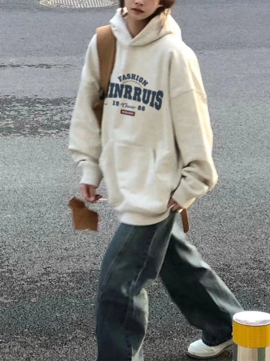 سترة نسائية من القطن الخالص ذات المظهر الجيد للغاية لعام 2025 مع غطاء للرأس بسيط للربيع والخريف للفتيات الطالبات أنبوب علوي للتسوق الناعم #5