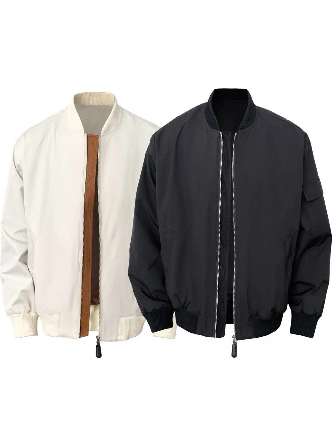 

Loose Fit ex Baseball Sle Jaet Pure Color Workwear Coat Youth Faion Anti-Wind Long Sve Zipper Closure Cotton Jaet