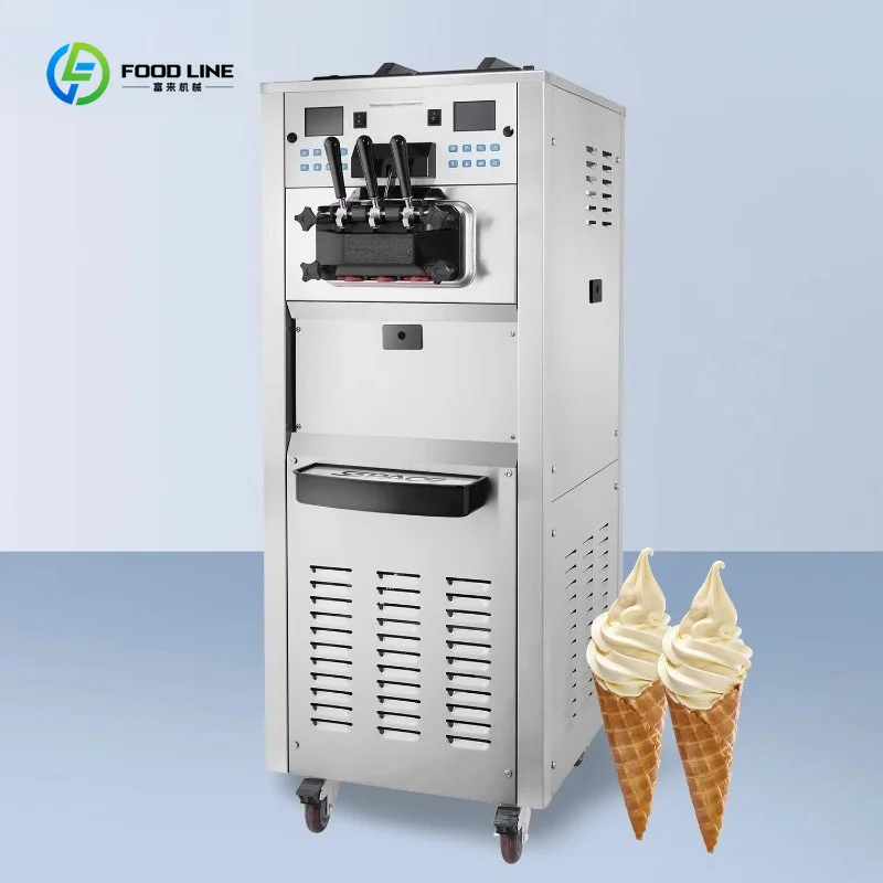 Floor Model Dual Control 3 Flavor Italian Soft Ice Cream Frozen Yogurt Maker Commercial Custom