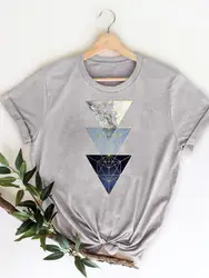 Koszulka z krótkim rękawem moda damska Casual Women T odzież Trend geometryczny śliczne 90s odzież damska t-shirty z nadrukiem