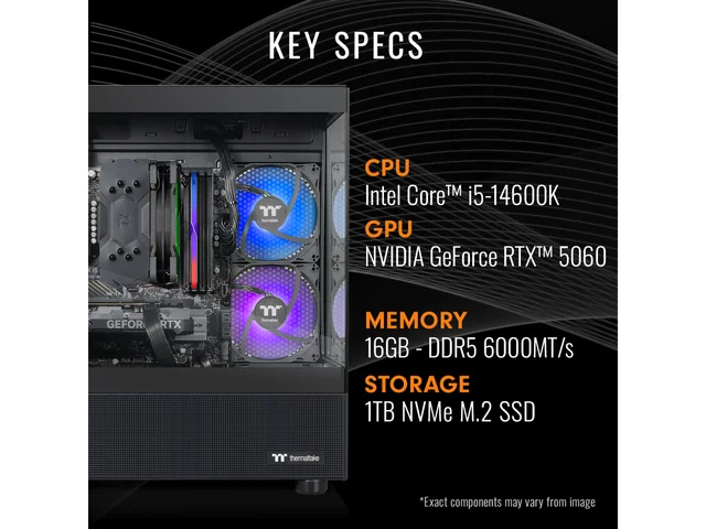 Thermaltake LCGS NE i1460-V170B Gaming Desktop (Intel Core i5-14600K, ToughRam 16GB DDR5 6000MT/s RGB Memory, NVIDIA GeForce RTX 5060, 1TB NVMe M.2, WiFi, Windows 11) N17B-B760-560-LCS 2 Thermaltake LCGS NE i1460-V170B Gaming Desktop – Intel Core i5-14600K, ToughRAM 16GB DDR5-6000, RTX Graphics – view 2