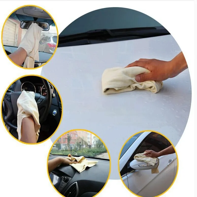 Natural Deerskin Leather Clean Cloth Car Home Washing Care Quick Dry Cleaning Towel Glass Drying Rags Car Detailing Cleaning Rag