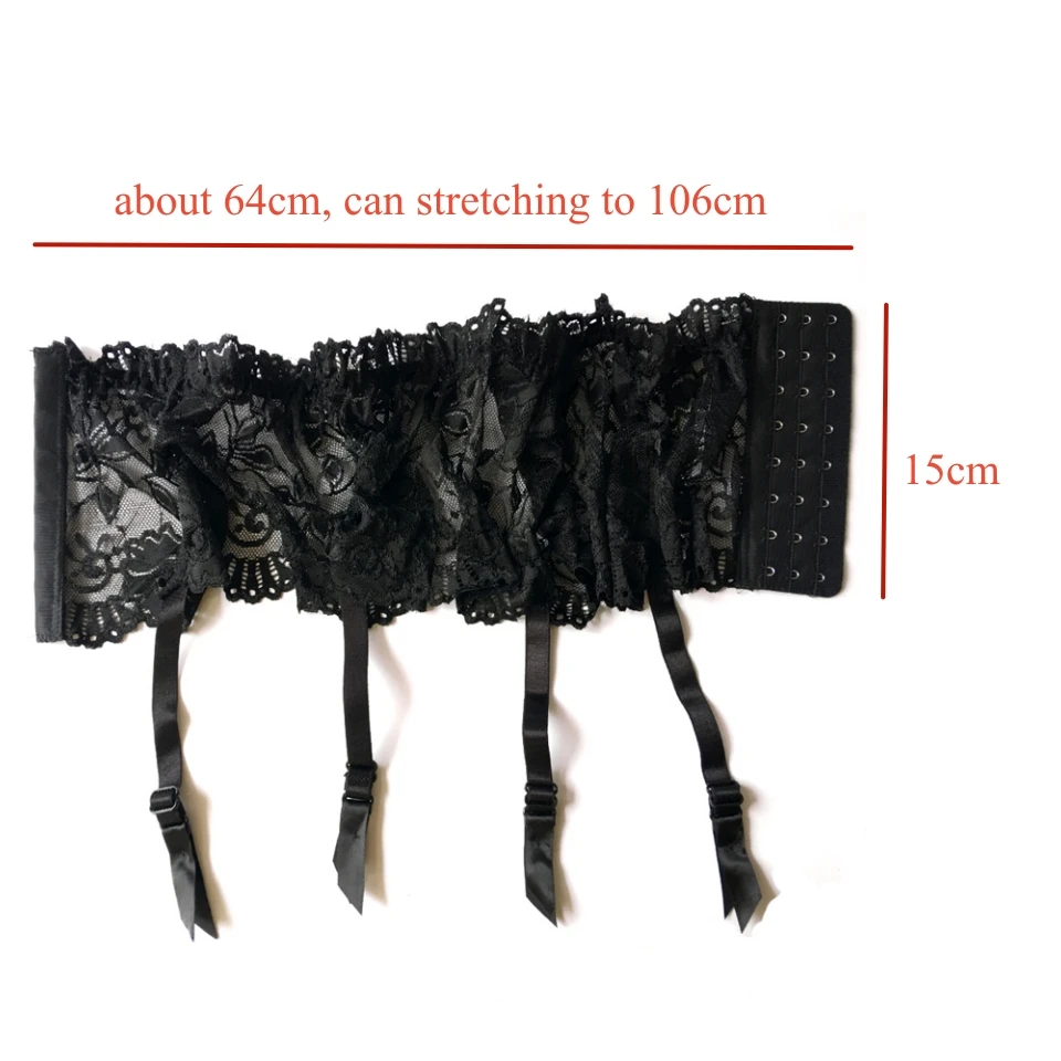 Sexy Full Hasp Garter Belt For Women 3 Steps Waist Adjustable Hasp Lace Garters Suspender Belt For Thigh High Stockings