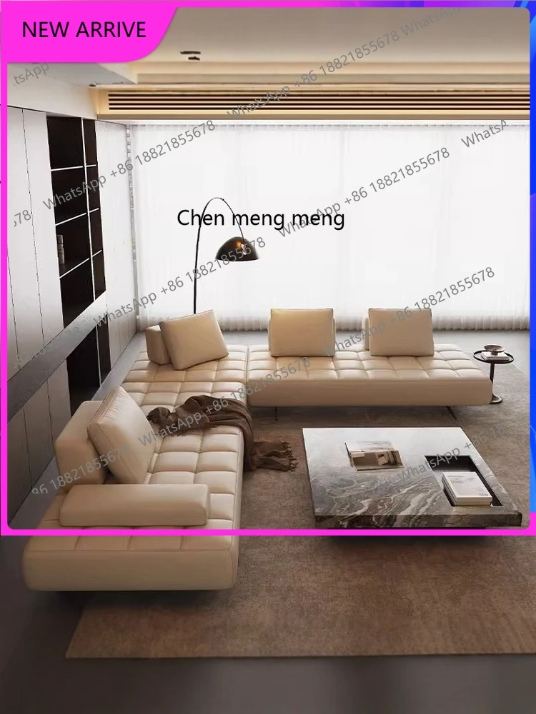

M78 Minimal small apartment straight row leather sofa living room villa module combination, new model