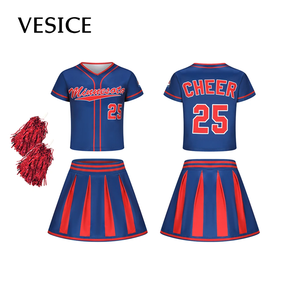 Cheerleading Costumes For Ball Games Girl Uniforms Stage Performance Cheerleader Costume Uniform Cosplay Cheer Outfit Kids Poms