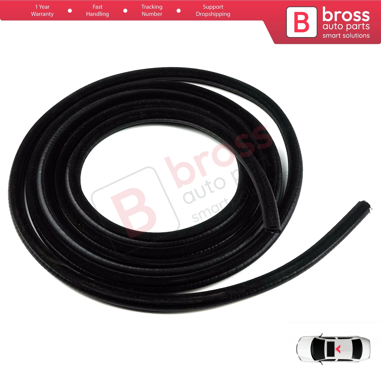 BSR611 Sunroof Seal Gasket Moulding Rubber 54121903725 Metal Sheet 300 cm for BMW E21 E30 318 320 325 M3 Coupe Sedan Wagon