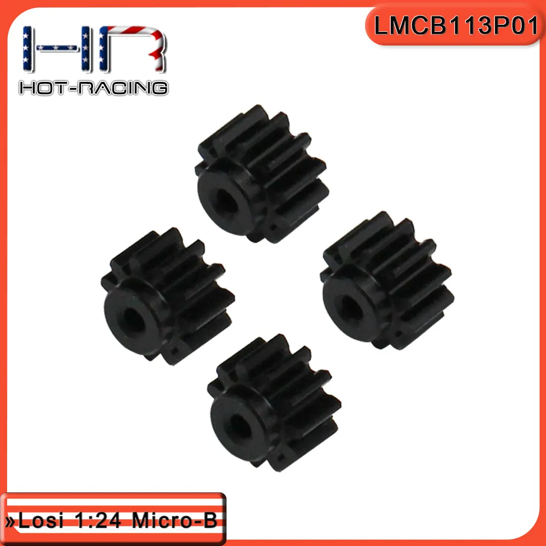 Hot Racing HR Black Delrin Pinion Gear Set M0.5 11T & 13T X2 Each for Losi Micro-B / Micro-T 050 Motors