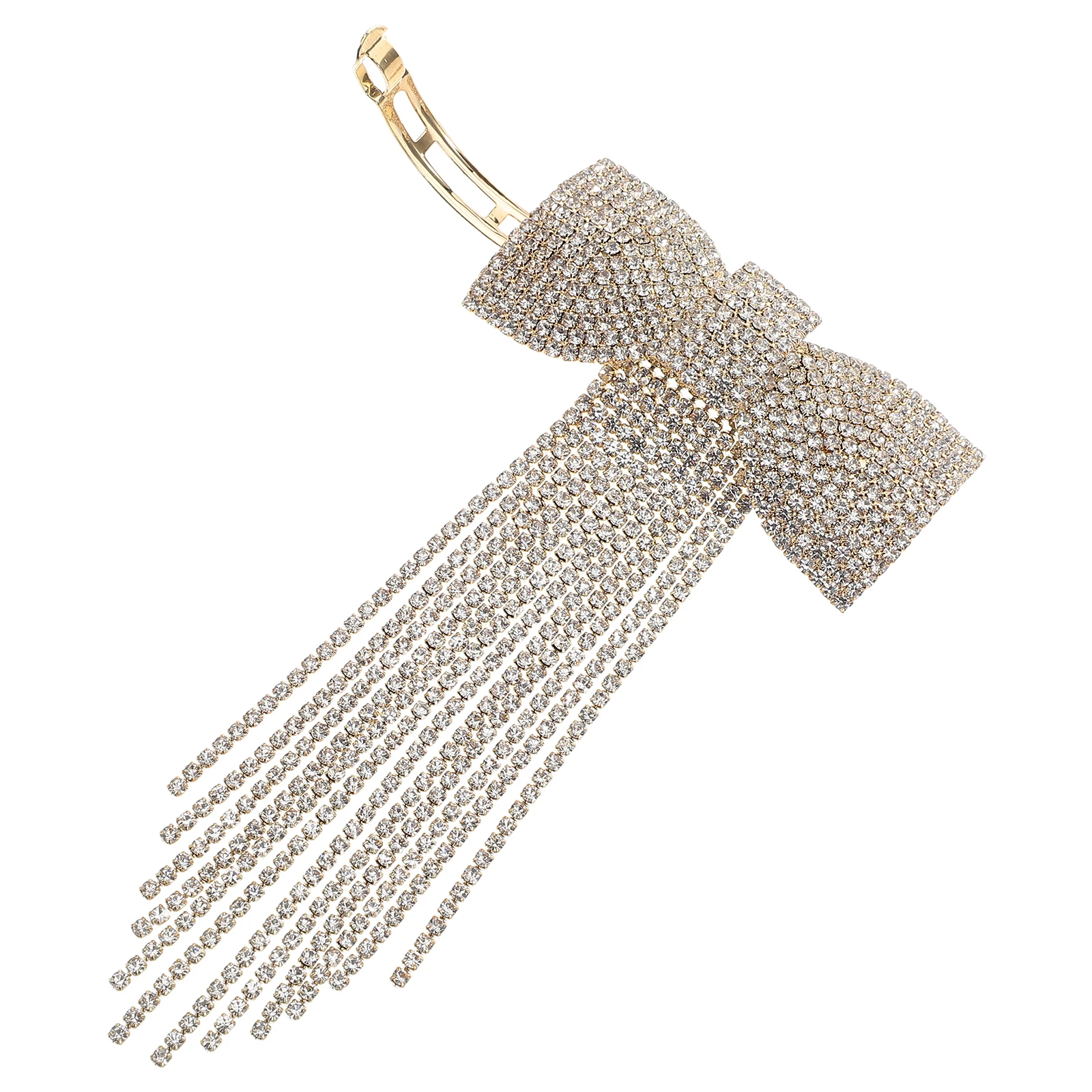 

Tassel Bow Hair Clip Rhinestone Crystal Claw Metal Fashion Women's Hairpins Charming Tassels Hairpin Sparkling Bow for Party