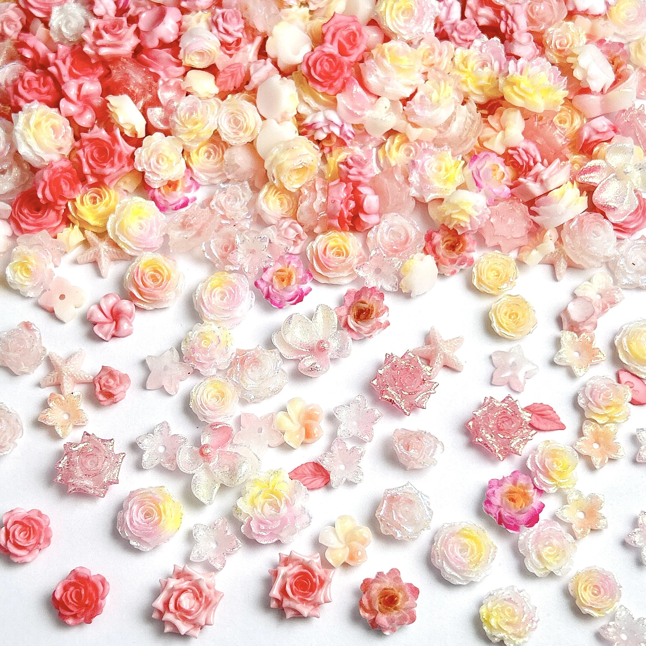 50 قطعة أنماط مختلفة الملونة القوس الفاوانيا الراتنج مسمار السحر الإبداعية لطيف الكلب كاميليا ستار مختلط مسمار الفن زينة DIY الأظافر