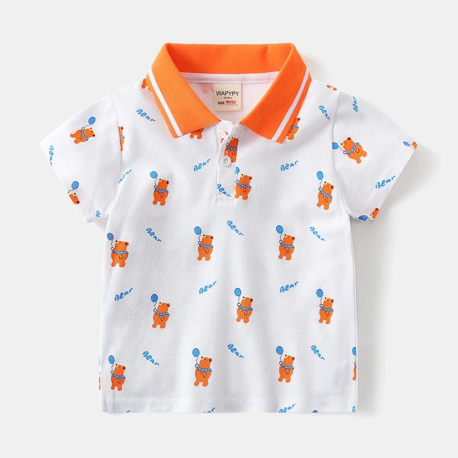 Summer Bear Short Sleeve Polo Shirts for Boys Kids' Casual Top Wear Toddler Shirts Boy's Costumes Children's Clothing Outfit
