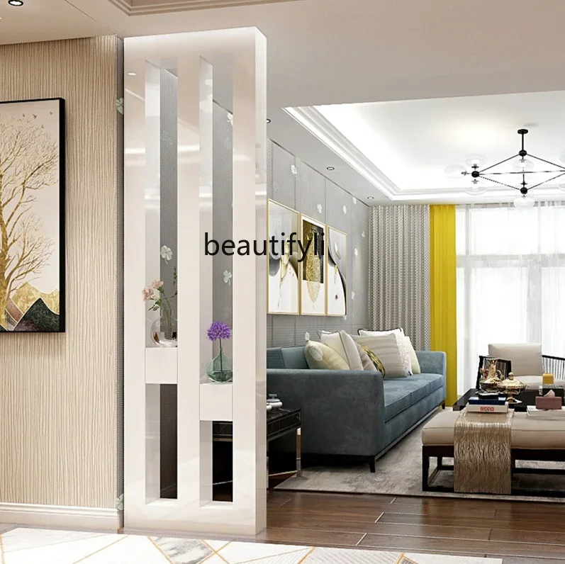 A48 Moderne Foyer-Möbeltrennwand, weißer dekorativer Säulenschrank, Feng-Shui-Bildschirm, originale quadratische Säule