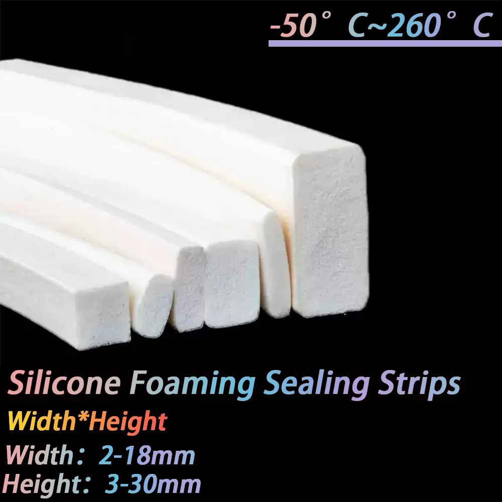 1/2/3 Meter White Silicone Foaming Sealing Square Strip Trim Seal Silicon Rubber Silicone Sponge Strips Doors Windows Gasket