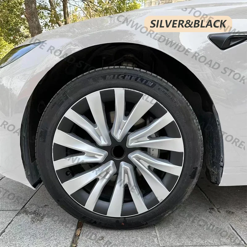 For 2024 Tesla Model 3 Highland 4Pcs 18 inch Wheels Cover Silver Black Supernova Hubcaps Guard Tesla Model 3 Accessoriess