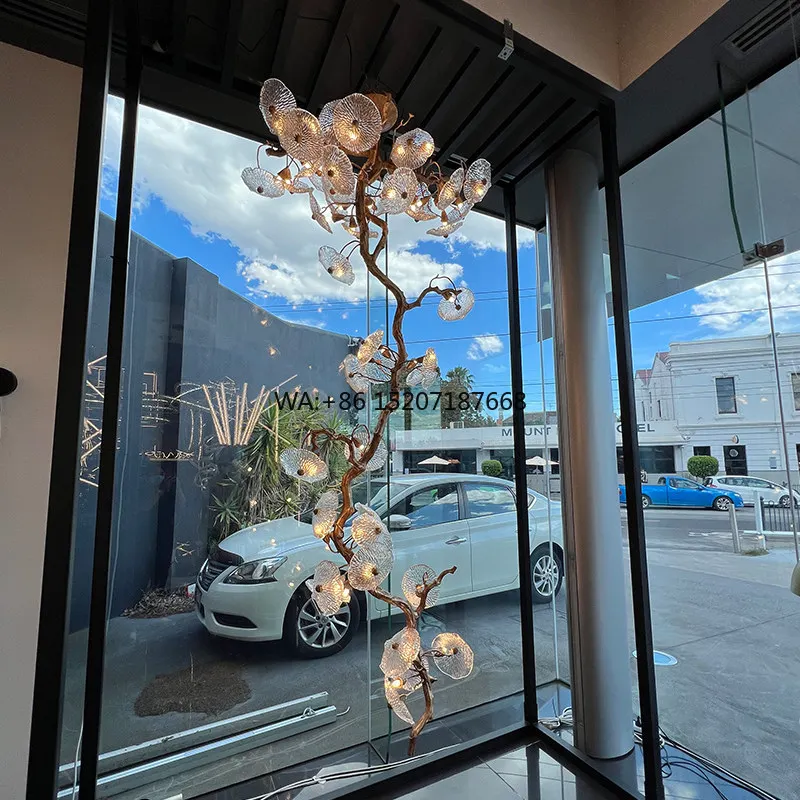 Modern  Luxury Full Copper Villa Duplex Lotus Leaf Hotel Project Hanging ing Art   Decorative