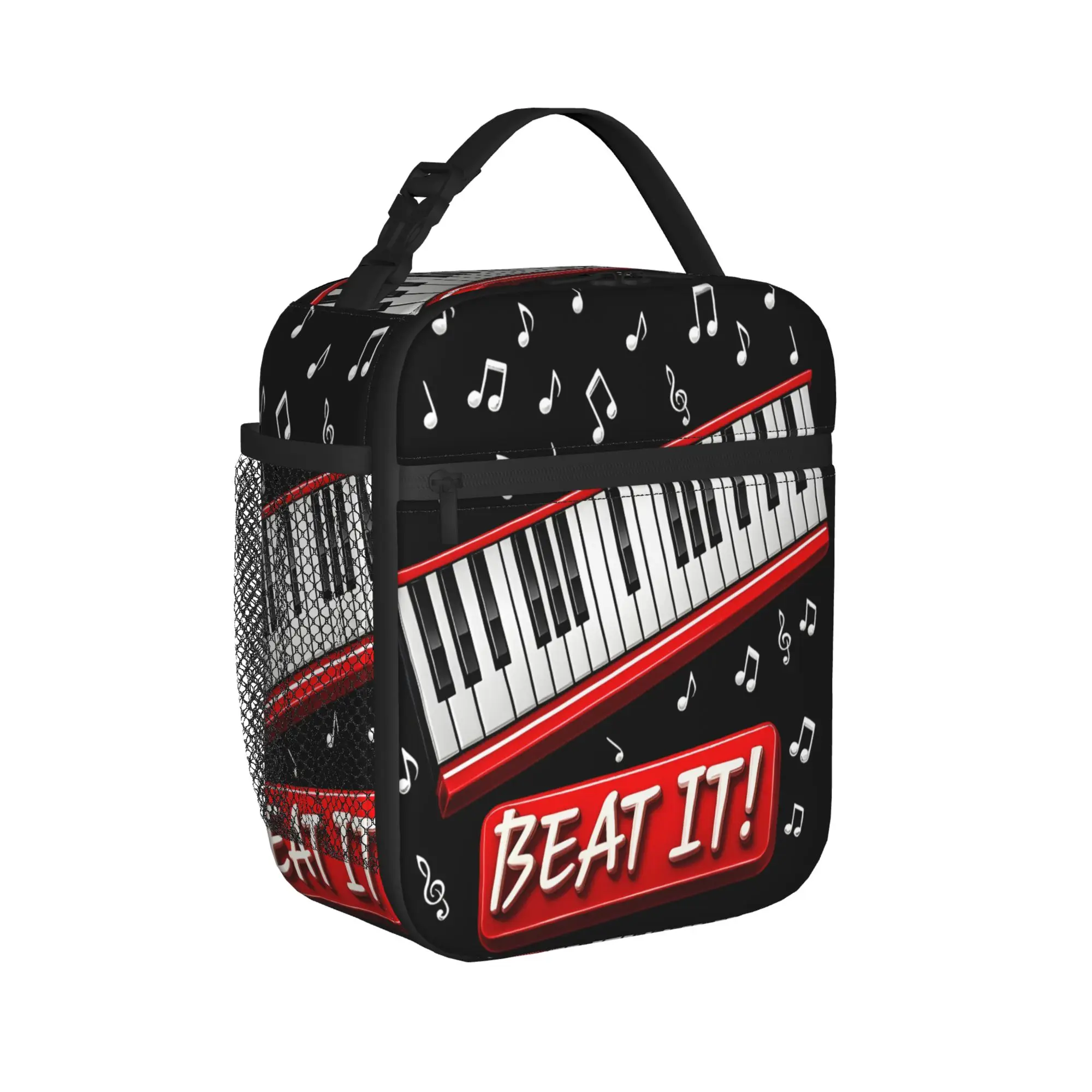 MJ Beat It! Piano Keyboard Lunch Bag  Travel Lunch Box For Girls Fun Custom Tote Food Bags Oxford Portable Cooler Bag