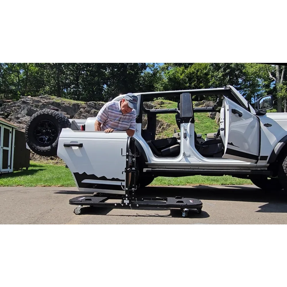 عربة باب دوارة قابلة للطي من الألومنيوم لبرونكو 4 × 4 مع حامل رف تخزين 4 أبواب - توافق حاصل على براءة اختراع #4