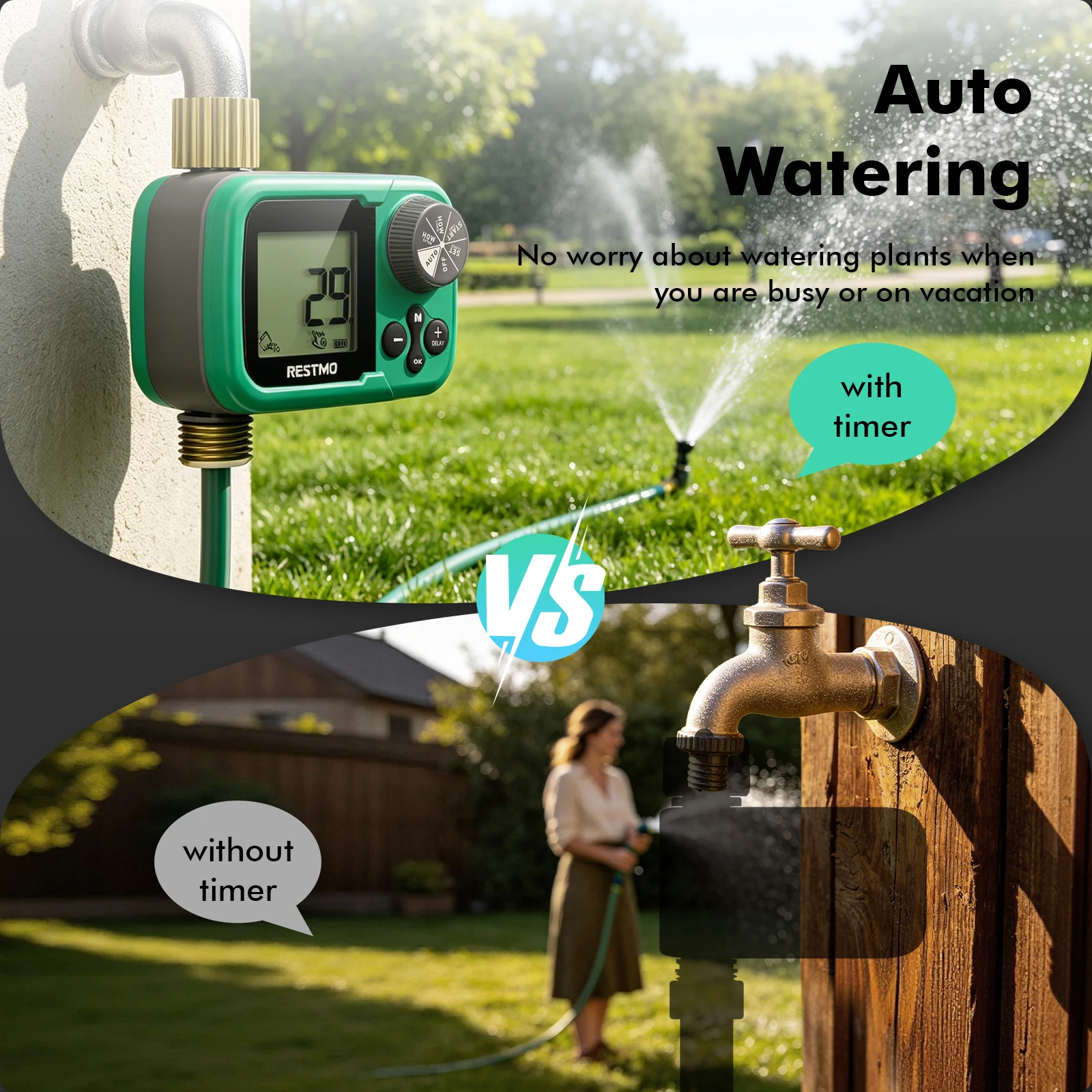 Outdoor Garden Hose Ball Valve Water Timer IP54 Drip Irrigation Controller System for Lawn Yard Watering