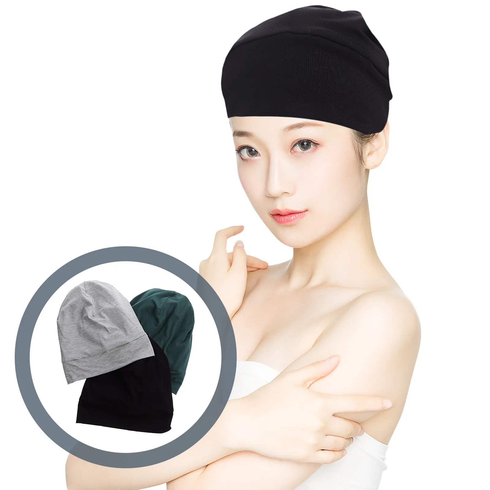 

Набор из 3 шапок для сна с широкими полями из мягкого хлопка для женщин, шапочки для химиотерапии, для ухода за волосами, удобные хлопковые шапочки для сна