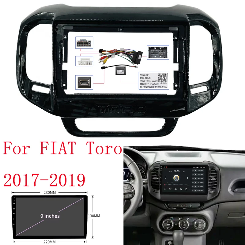 2 Din 9 Inch Car Radio Installation DVD GPS Mp5 ABS PC Plastic Fascia Plane Frame for FIAT Toro 2016-2019 Dash Kit