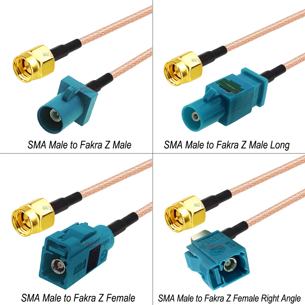 

1Pcs 8CM-15M SMA Male Type to Water Blue Fakra Z Male Z Female Straight /Right Angle Connector RG-316 Cable 50-1.5 RF Coax Cable