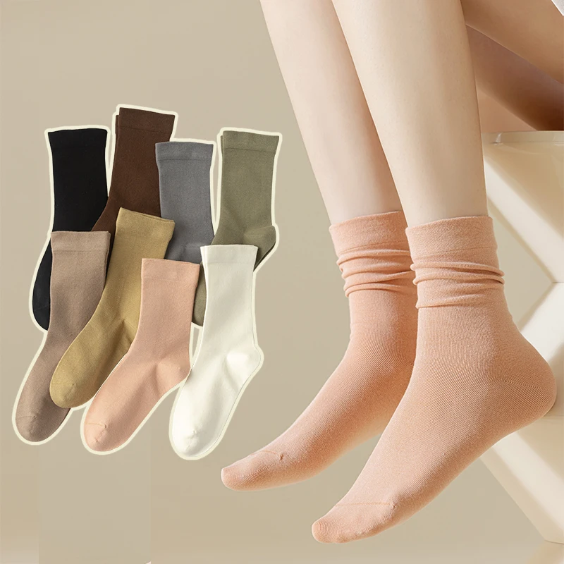 

311 Autumn/Winter Women's Pregnant Women's Mid Length Socks With Loose Mouth Solid Color Cotton Postpartum Women's Comfort Socks