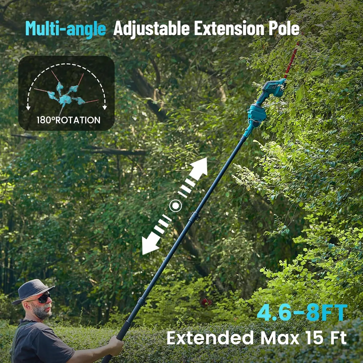 

Seesii 6-дюймовая аккумуляторная пила, электрическая мини-бензопила с удлинителем 2,5 м, триммер для живой изгороди, ножницы для травы для батареи Makita 18 В