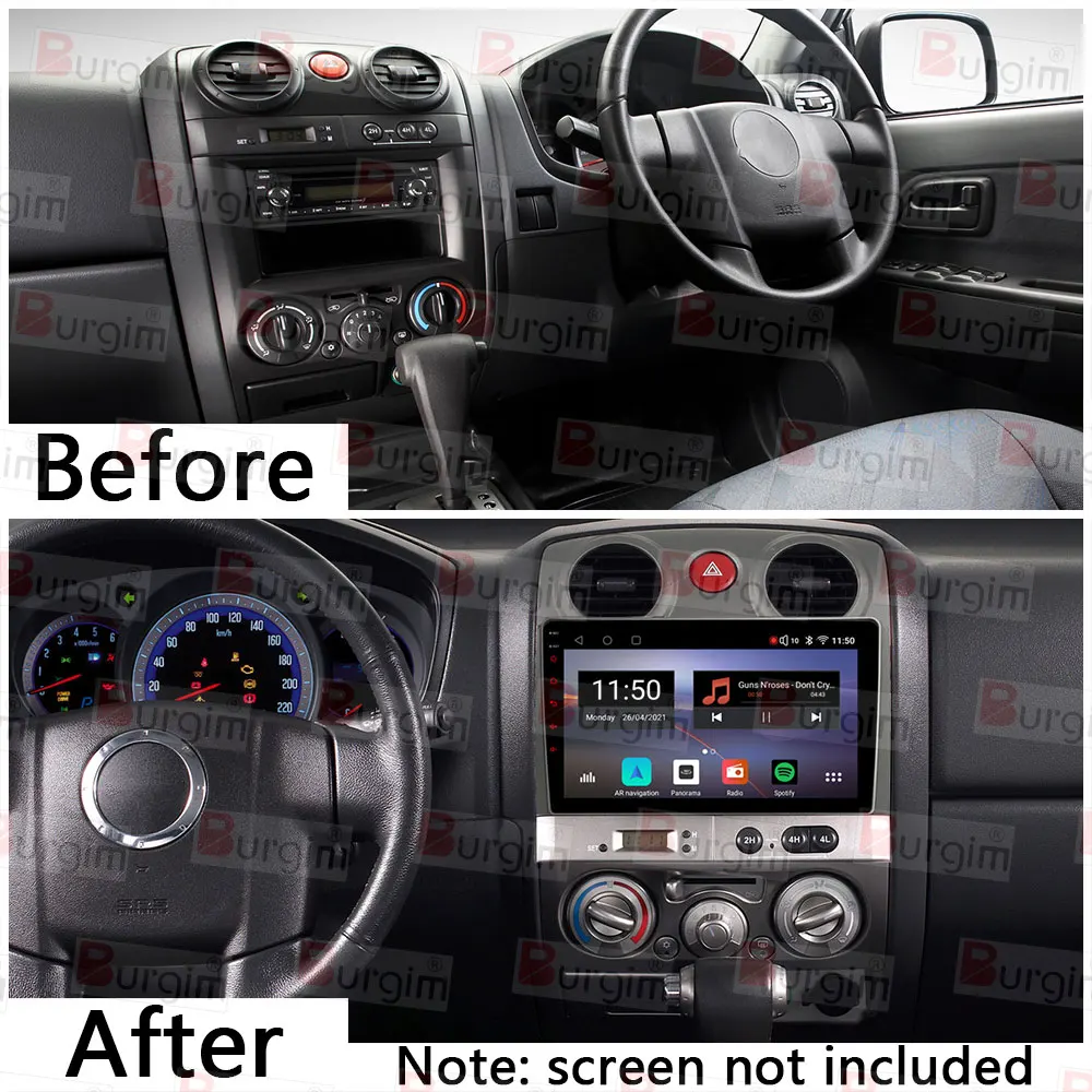 Cornice Autoradio 2 DIN Da 9 Pollici Per Isuzu D-MAX E MU-7 (2001-2012) – Kit Montaggio Cruscotto In ABS Grigio