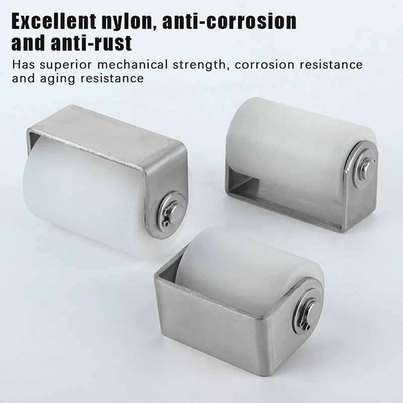 201 Stainless Steel Perforated Bracket Guided Nylon Bearing Mobile Door Pulley Positioning Roller Household Hardware Accessories