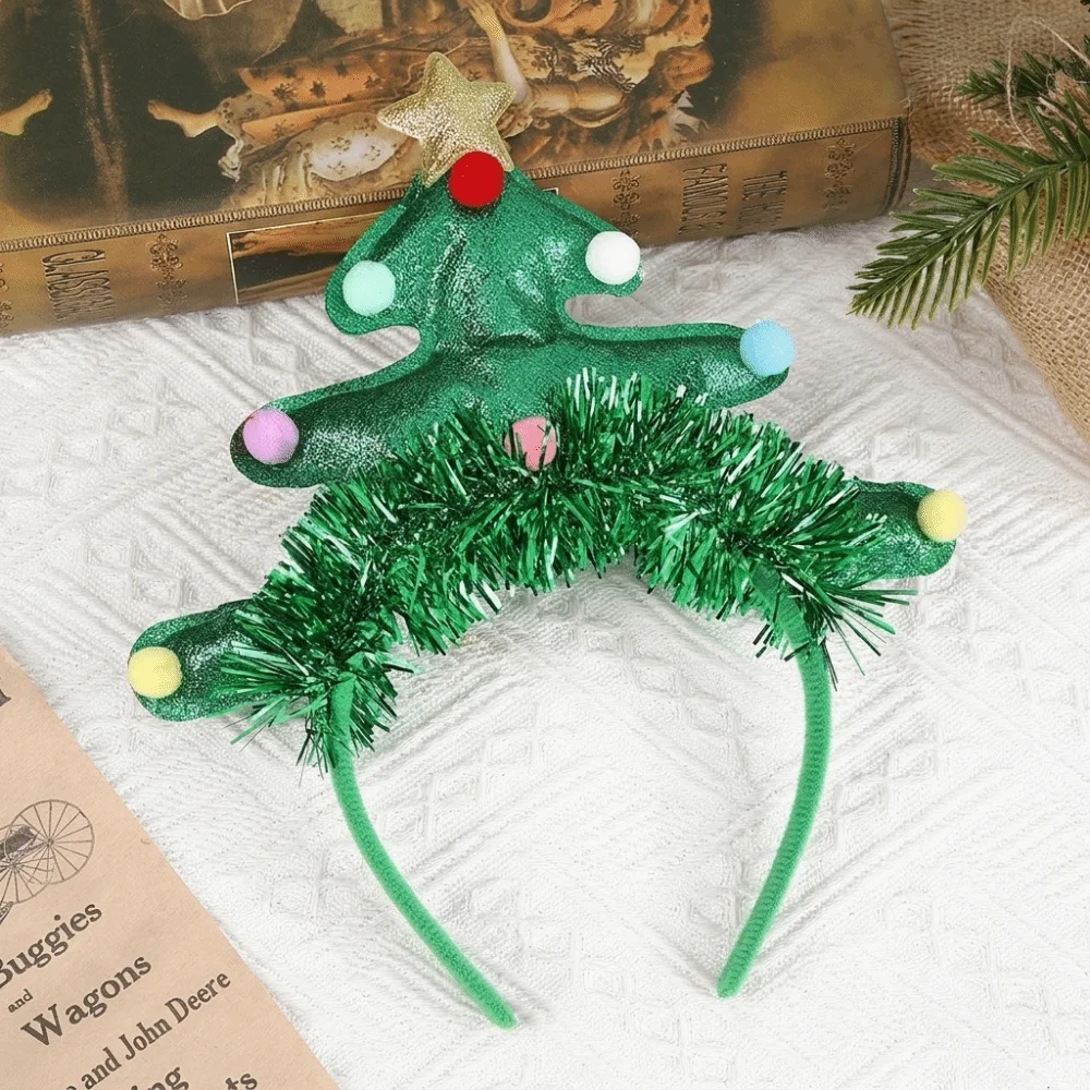 Cute Shiny Christmas Headband Rain Threads Ball Xmas Tree Hairband Hair Accessories Letter Sequin Hair Hoop Photo Props