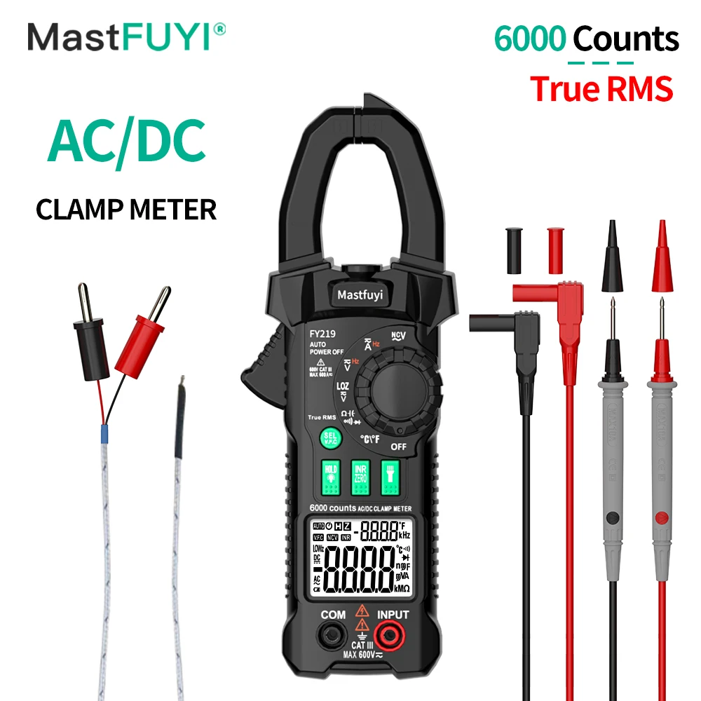 MASTFUYI 4000 600V Digital Clamp Meter Autoranging Multimeter True RMS Automatic Measurement Diode AC/DC Voltage Resistance