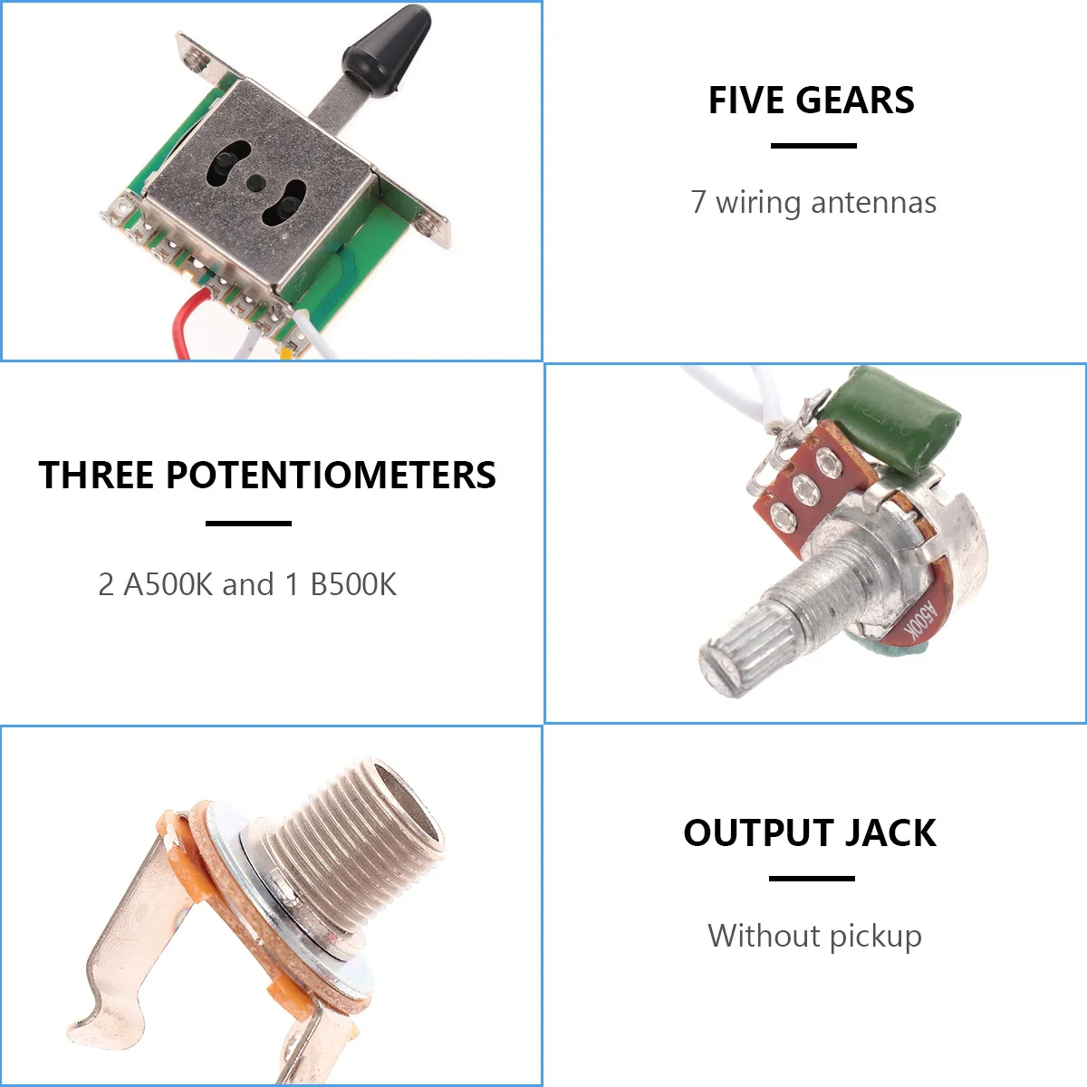 

Professional Guitar Circuit Wiring Five-Speed Switch Socket Yellow Electric Guitar Repair Kit Accessories Bass Pickup