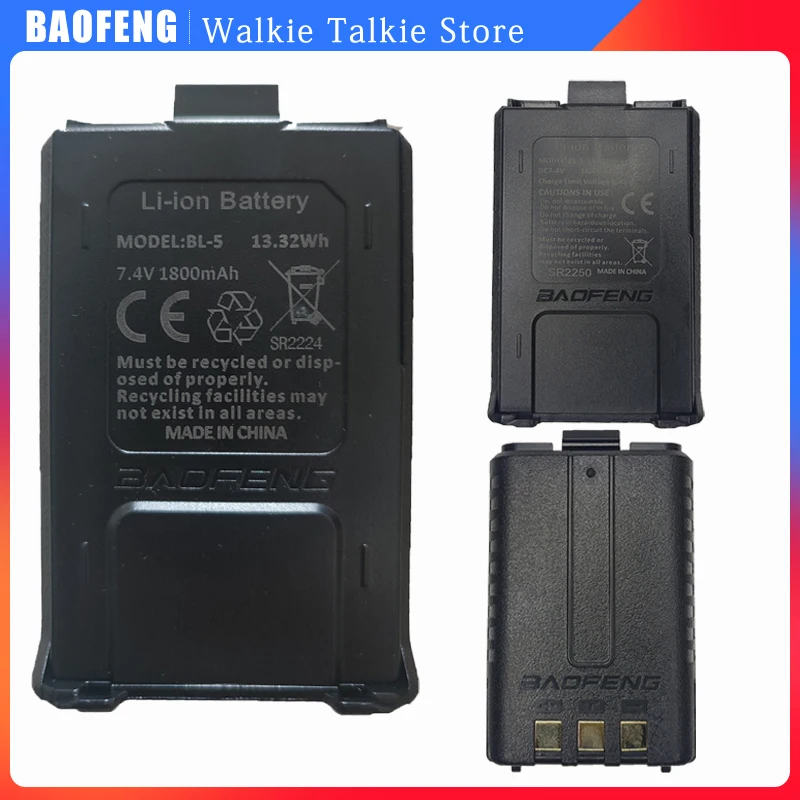 Original UV-5R/F8+ Li-ion Battery 1800mAh 7.4V Compatible with Walkie Talkie BF-UV5RT BF-F8+ UV-5RA UV5R Tow Way CB Radios