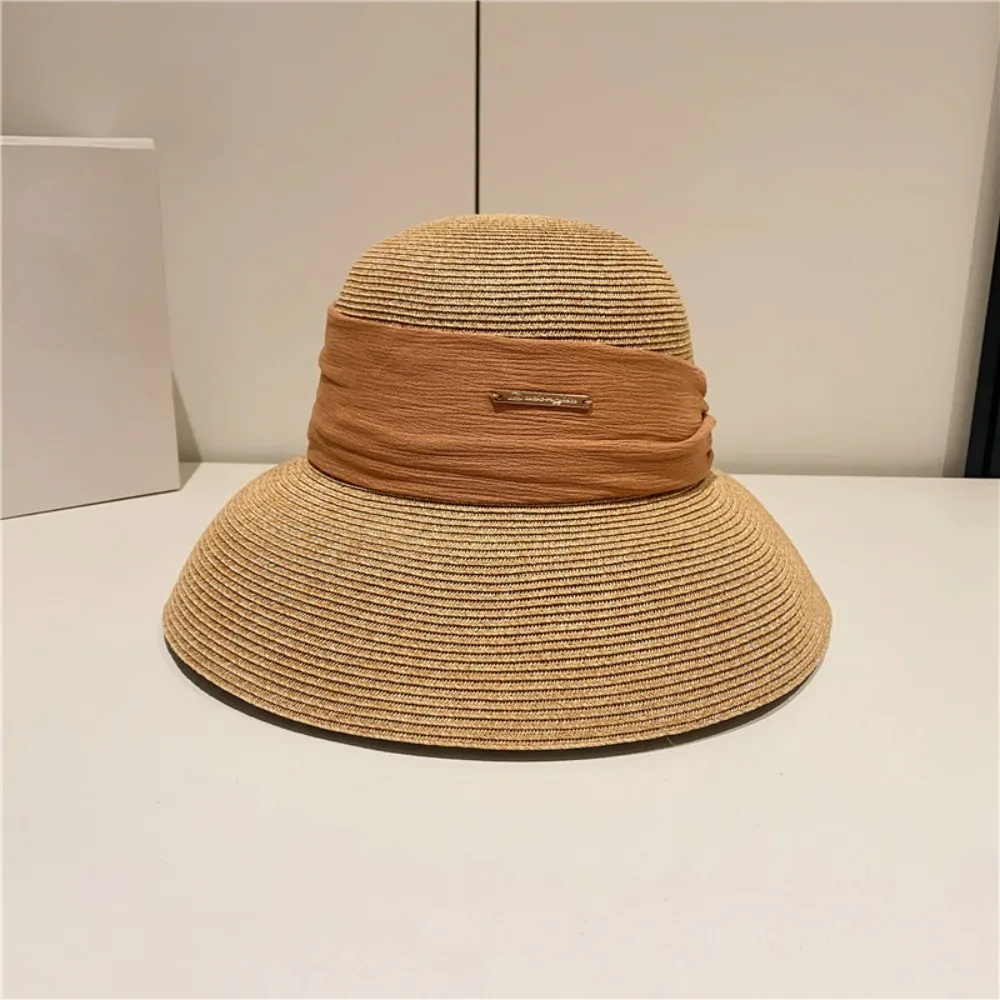 Spring and summer vacation straw hat, large eave sun protection beach hat, foldable sun protection hat