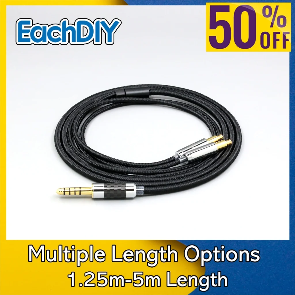 2.5mm 4.4mm Super Soft Headphone Nylon OFC Cable For Audio Technica ATH-ADX5000 ATH-MSR7b 770H 990H A2DC Earphone LN007520