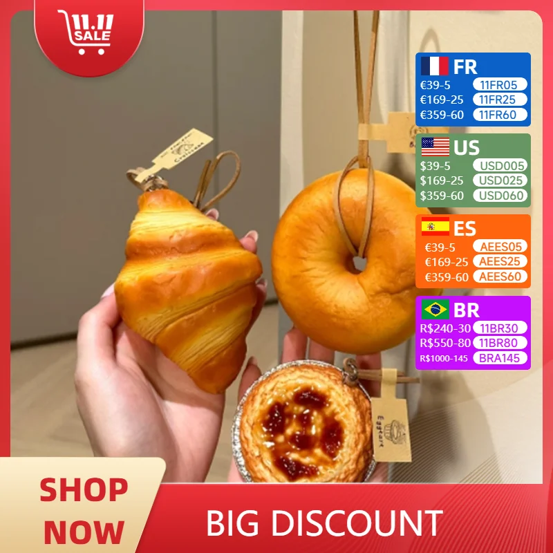 Simulated Baked Food Pendant Souvenir Gift Box Car Hanging Display Props Realistic Rearview Mirror Decora Bagel Fake Egg Tart