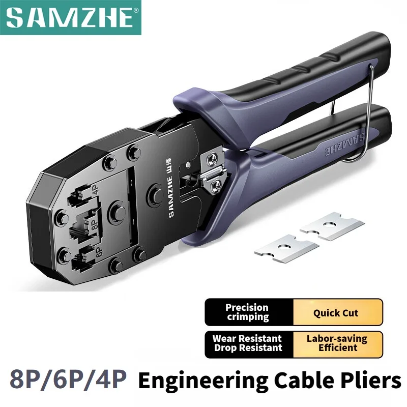 

SAMZHE RJ45 Crimper Tools Crimping Pliers Ethernet Network LAN Cable Crimper Cutter Stripper Plier for CAT5/6/7/8 8P/6P RJ45