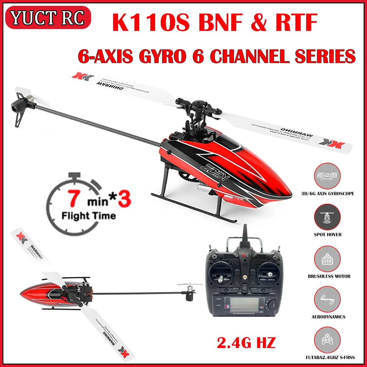 Wltoys K110s RC Helicopter RTF 2.4G 6CH 3D 6G System Brushless Motor RC Quadcopter Remote Control Dron Children Toys for Boys