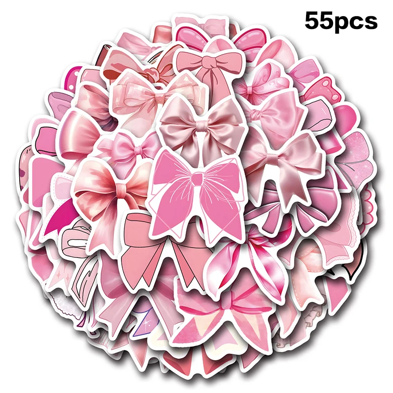 55/110Pcs New Coquette Bows Graffiti Stickers Decorative Guitar Skateboard Luggage Phone Cartoon Waterproof Adhesive Sticker