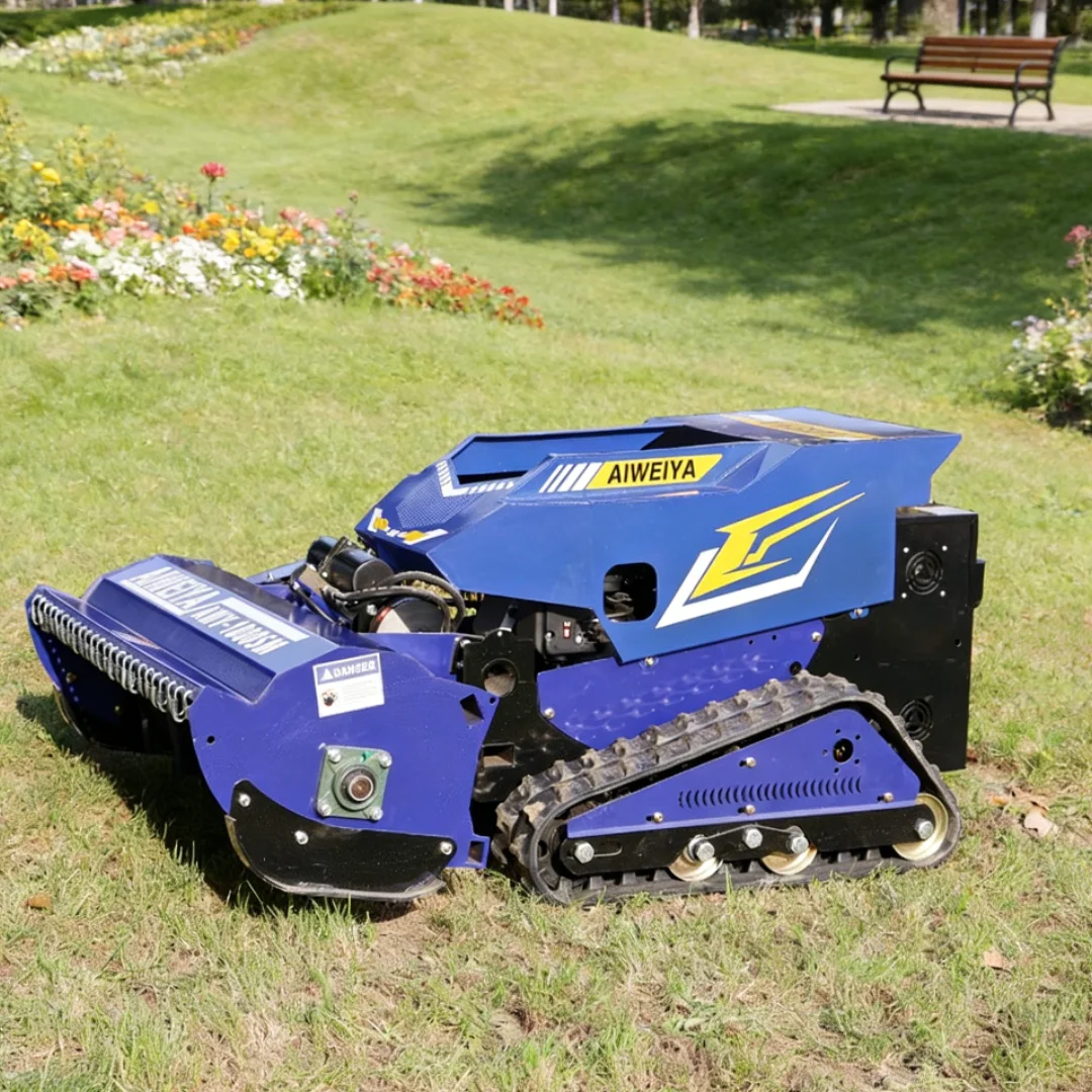 Customized Crawler Radio Controlled Robotic Lawnmower Remote Control Lawn Mower For Uneven Farm Vineyard Hillside