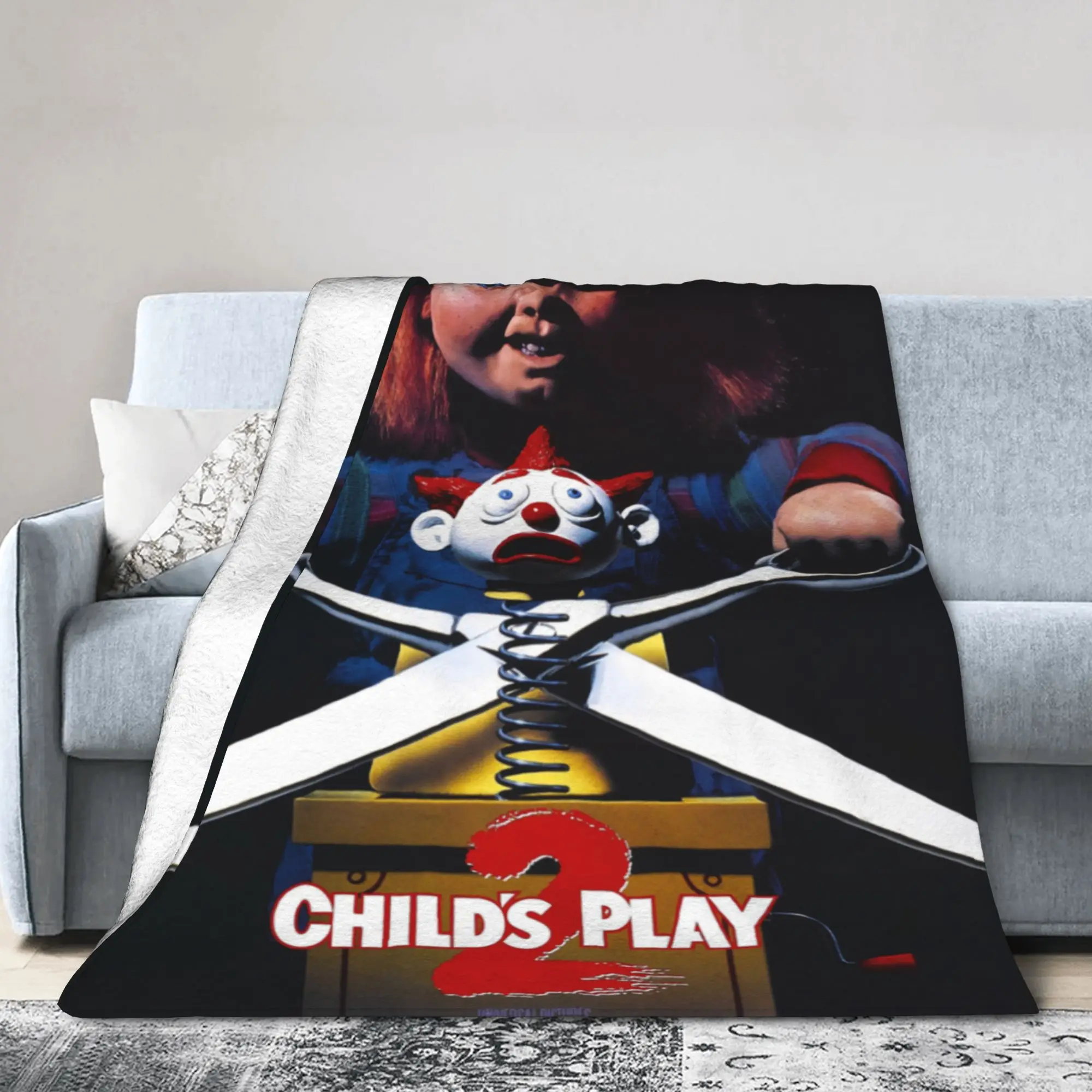 Halloween Movie Horror Chuckys Killer Doll Cult Movie Blanket Fleece Multi-function Soft Throw Blankets for Bed Office Rug Piece