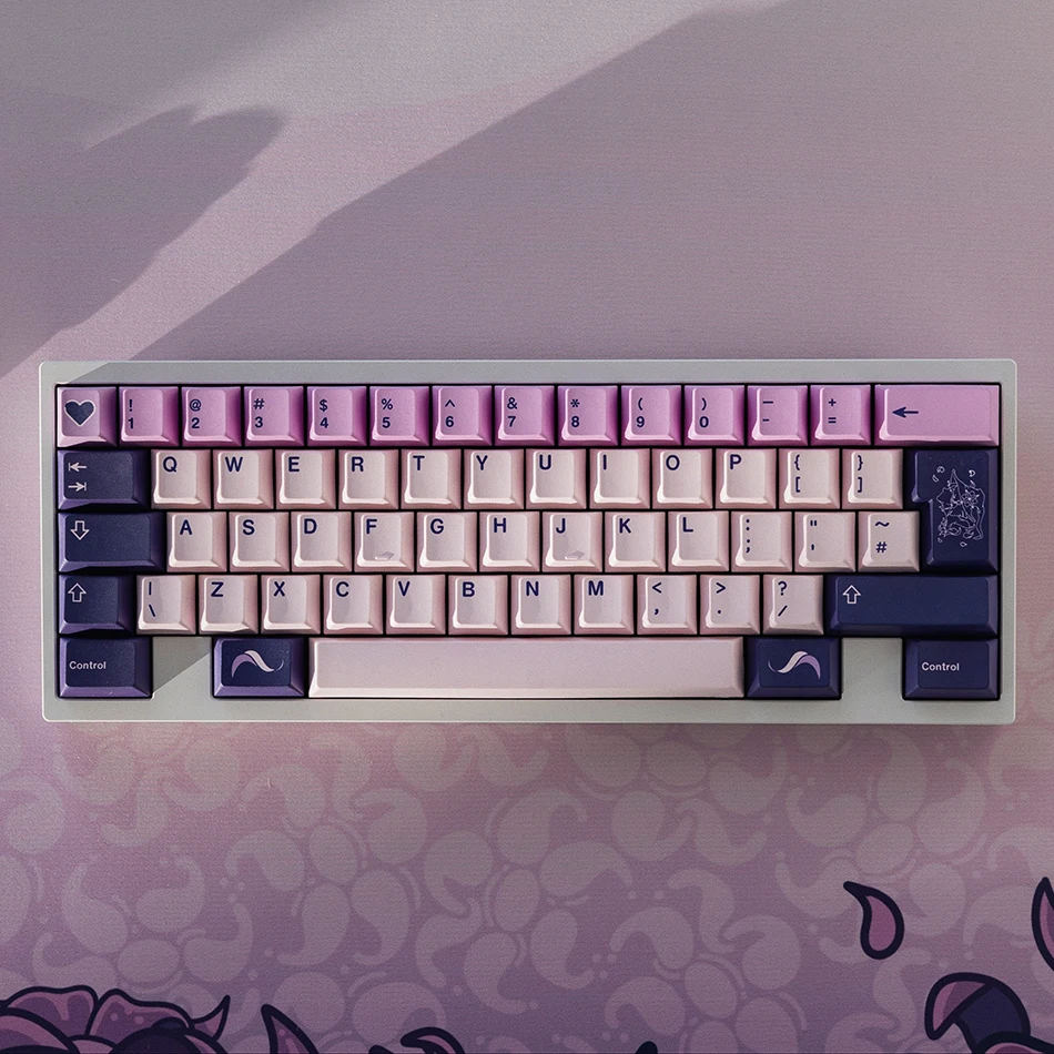 1 Set JKDK Studio Love Magic Keycaps PBT Dye Subbed Key Caps Cherry Profile Violet Keycap For 61 64 68 980 75 87 104 Layouts